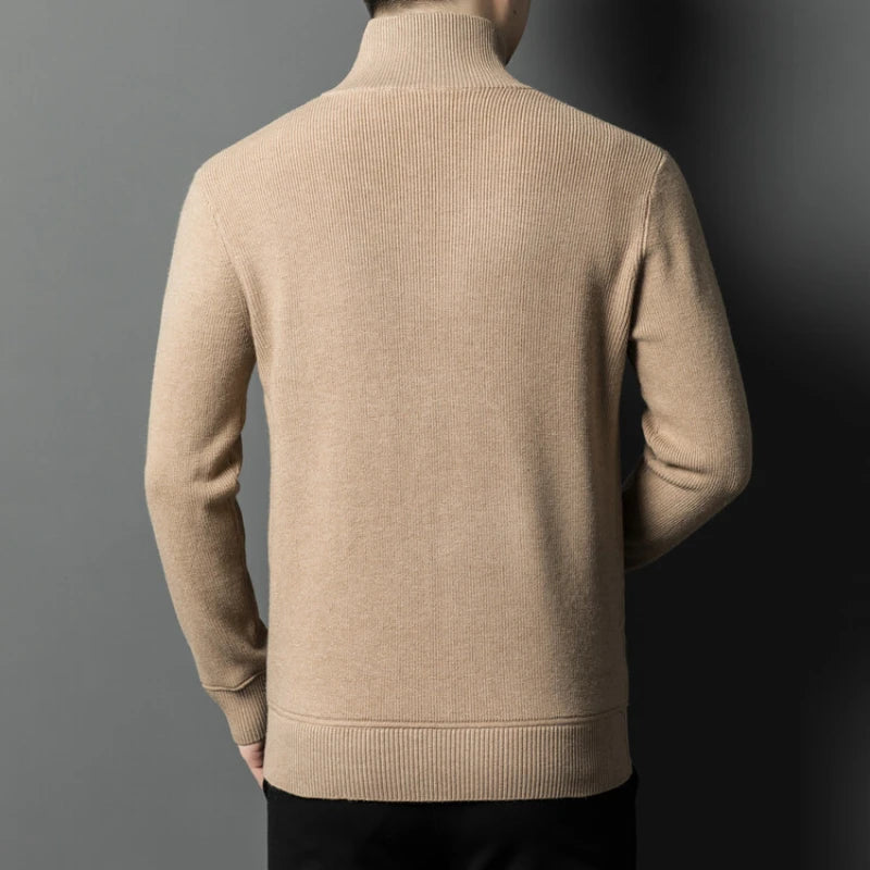 Solid Color Long-sleeved Stretch Cardigan for Men, Daily Casual Warm Sweater.Fall Jacket M-4XL