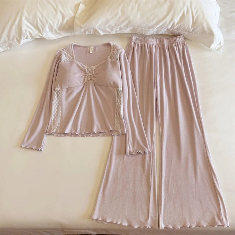 Pijama Mujer Invierno New Chest Pad Top Sleepwear Women Home Suit Velvet Pajamas Set Autumn Winter Nightwear Pyjamas Clothes