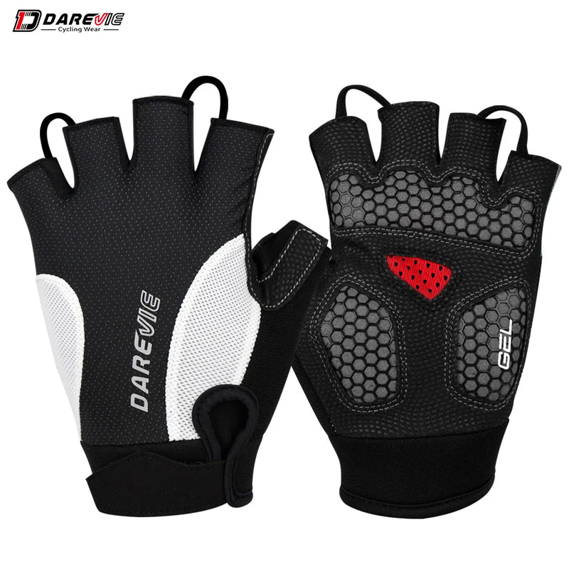 ស្រោមដៃជិះកង់ DAREVIE MTB មានស្រទាប់ជែលការពារការប៉ះទង្គិច ស្រោមដៃពាក់កណ្ដាលម្រាមដៃ អាចដកដង្ហើមបាន ស្រោមដៃជិះកង់ពាក់កណ្ដាលម្រាមដៃ ជូតញើសបានលឿន