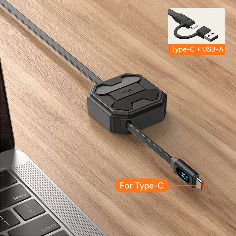 PZOZ For retractable usb c to type c lightning cable iphone xiaomi 17 pro max oneplus huawei realme charger fast charging cable