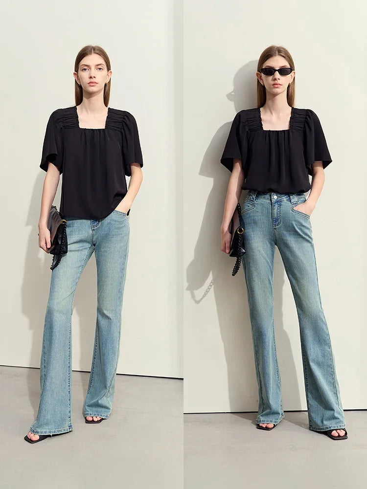 AMII Minimalism Women's Chiffon Blouses 2026 Summer New French Style Tops Loose Pullovers Office Lady White Shirts 72342022