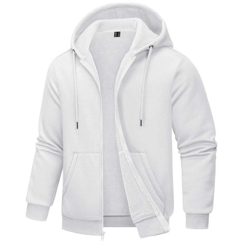 TACVASEN Big Pockets Fleece Lining Hoodies Mens Hooded Coats Full Zip Up Casual Hoodie Jackets Athlete Running Hiking Sportswear