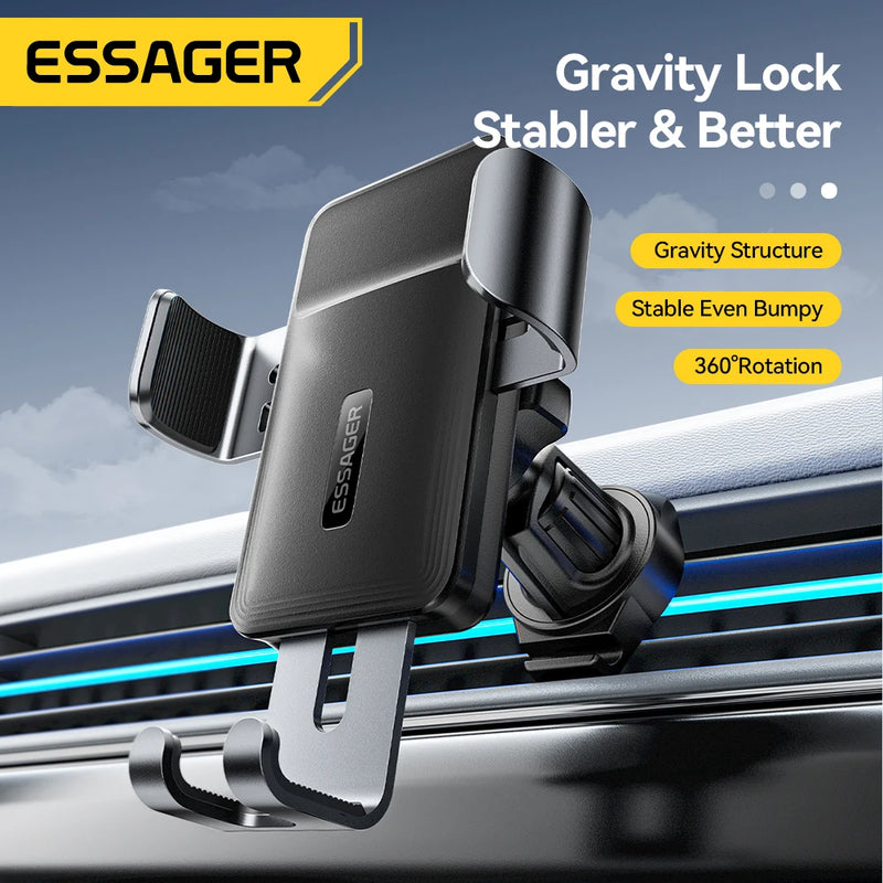 Essager Gravity Car Phone Holder Air Vent Clip Mount Mobilephone Stand For 4.7-6.5 Inch Phone  For iPhone 16 15 14 13 Pro Xiaomi