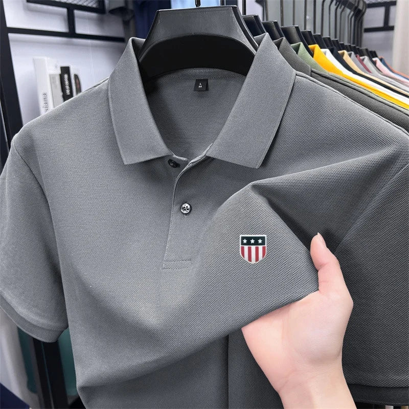 High-End Luxury Man T-Shirt Polo Shirt Lapel Button Pattern Printing Various Colors British Style Summer Leisure Golf Men's Wear