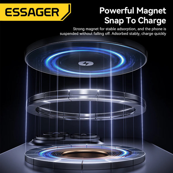 ជើងទ្រសាកថ្មឥតខ្សែ Essager 3 in 1 អាចបត់បាន 15W សម្រាប់ iPhone 17 16 15 Airpods iWatch សម្រាប់សាកថ្មលឿន MagSafe