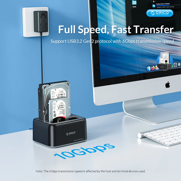 ORICO Hard Drive Docking Station 2.5/3.5 Inch SATA to Type-C USB3.2 10Gbps Gen2 HDD Case with Offline Clone 12V3A Power Supply