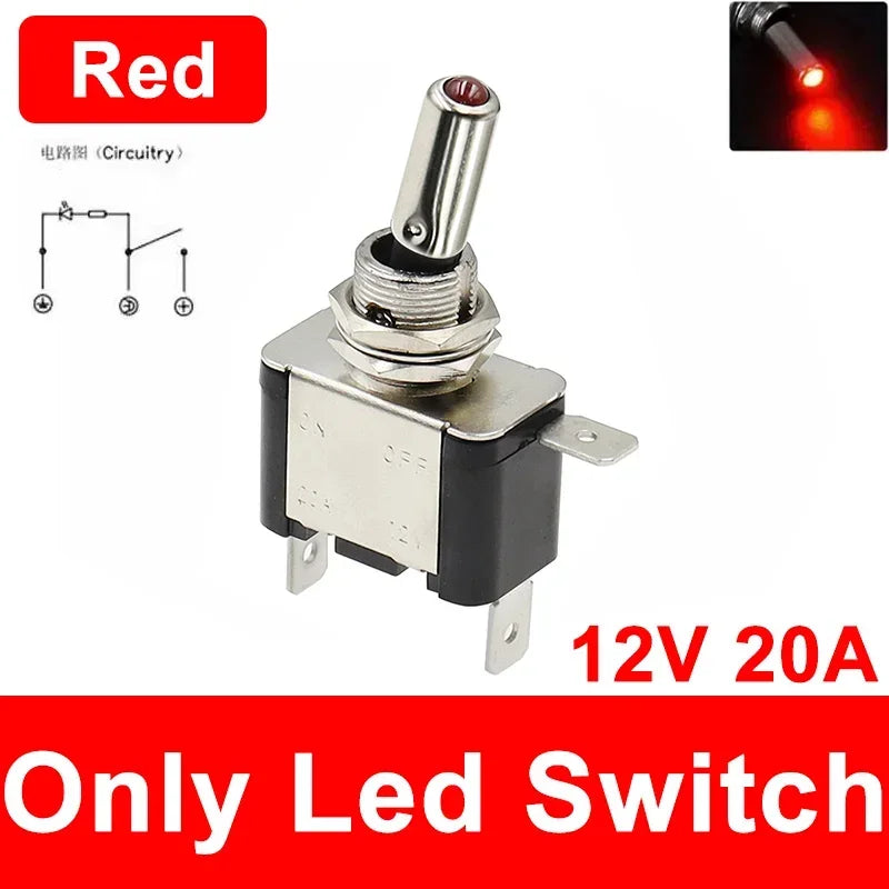 Auto Car Boat Truck Illuminated Led Toggle Switch With Safety Aircraft Flip Up Cover Guard 12V20A transparent