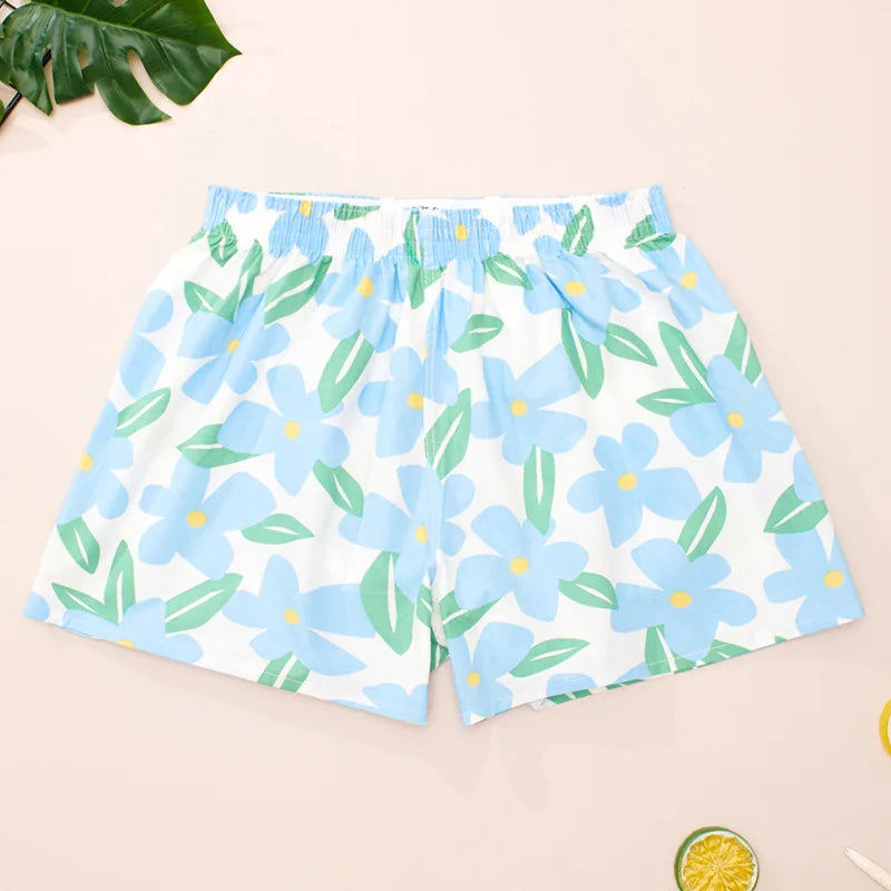 ខោ pajamas កប្បាសបោះពុម្ពទាន់សម័យសម្រាប់ស្ត្រី Lounge ស្តើងរដូវក្តៅខោខ្លីសម្រាប់គេងពេលយប់មានផាសុកភាព Pyjamas Femme