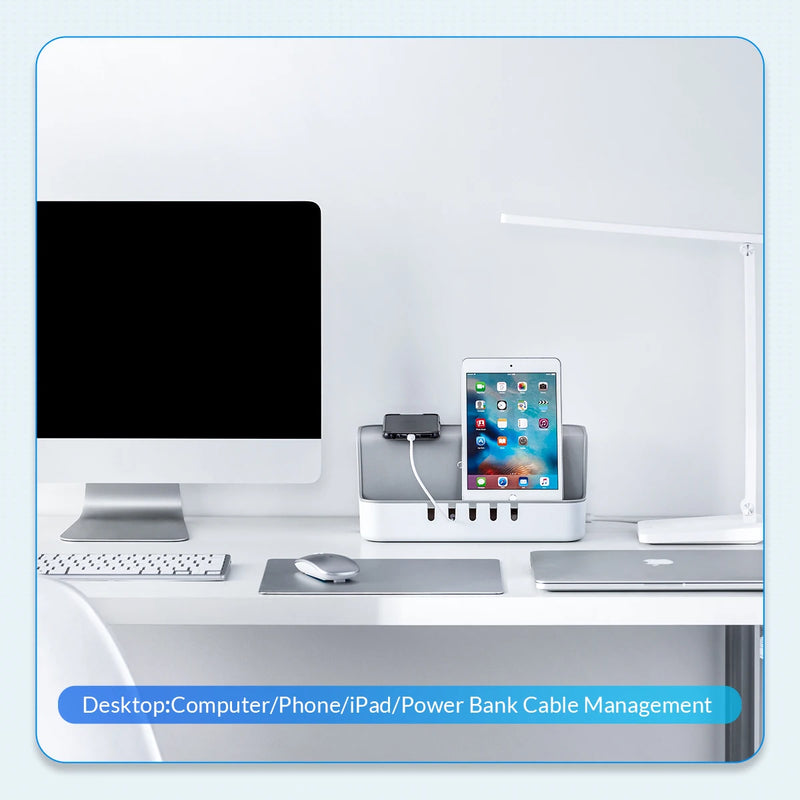 ORICO Power Strip Storage Box Cable Management Winder for Sockets Mobile Phone Holder Charging Cables Organizer