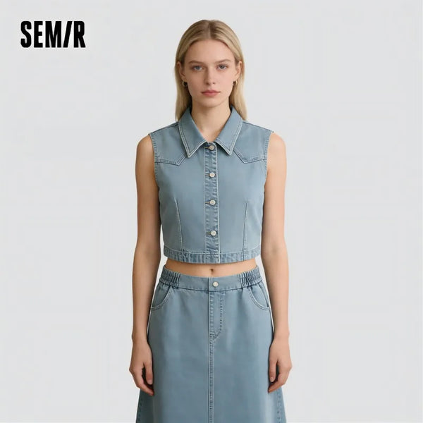 ឈុតស្ត្រី Semir ឆ្នាំ ២០២៦ អាវដៃវែងបែប Retro កអាវ និងសំពត់ចង្កេះខ្លី ឈុតសំពត់ធម្មតាបែបទីក្រុង រចនាបថប្រចាំថ្ងៃ ទន់ៗ សម្រាប់រាល់ថ្ងៃ