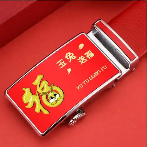 Red Automatic Buckle Belt for Both Men and Women Fashion Hot Seller Belts 100cm - 120cm 130cm Man Cinturon