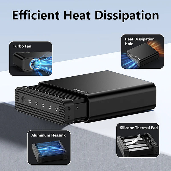 ប្រអប់ ដាក់ ថាស SSD ខាងក្រៅ M2 4-Bay USB4 របស់ Blueendless M.2 NVME 40Gbps M.2 NVME RAID PM/RAID 0/RAID 1/RAID 5/JBOD SSD