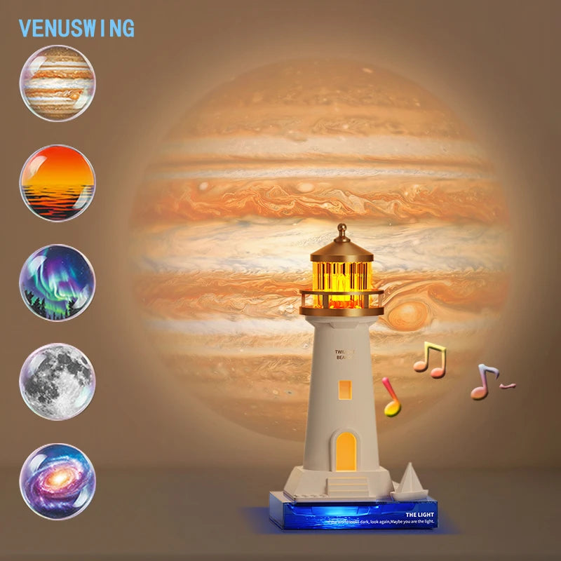 ចង្កៀងបញ្ចាំងរូបភាព Galaxy Moon Lamp ចង្កៀងតុបតែងបង្គោលភ្លើងហ្វារ ការតុបតែងផ្ទះ ចង្កៀងបញ្ចាំងរូបភាពបង្គោលភ្លើងហ្វារ ចង្កៀងជញ្ជាំងសម្រាប់ផ្ទះ
