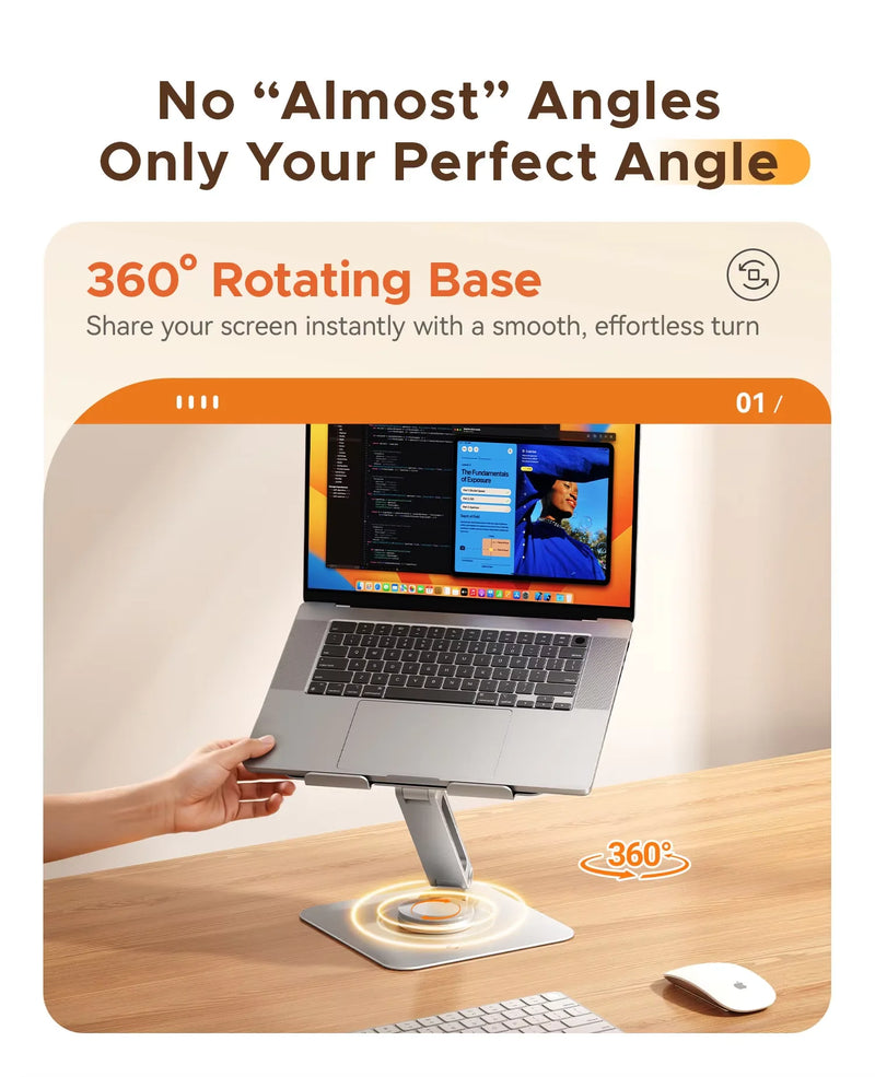 ORICO Foldable Laptop Stand Aluminum Alloy 360 Adjustable Notebook Stand Up to 17 inch Laptop Folding Desktop Support Holder