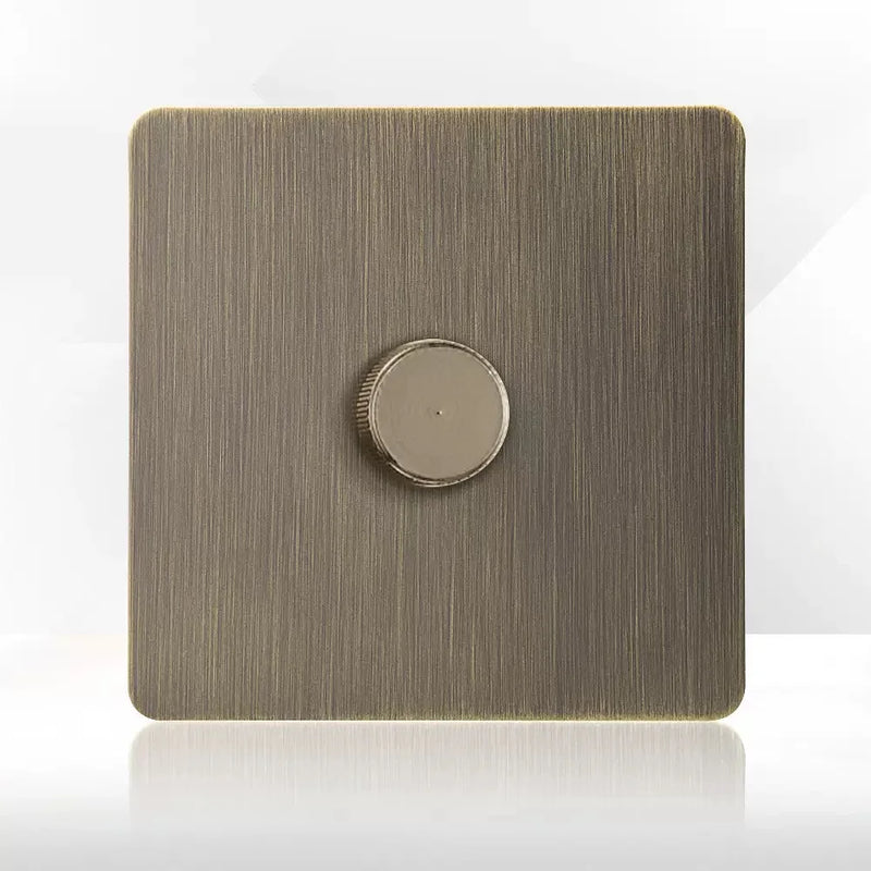 Retro EU FR Metal Panel Wall Toggle Light Switch Socket plug,Bronzed Antique Stainless Steel German 16A Socket with USB Charging