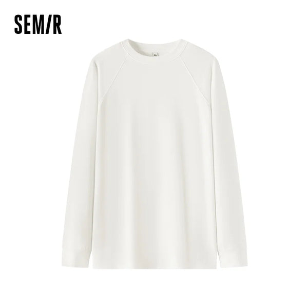 អាវយឺតប៉ាក់ Semir សម្រាប់នារី ប្រវែងមធ្យម រលុង ដៃអាវ Raglan ពណ៌សុទ្ធ ងាយស្រួលប្រើ ឆ្នាំ២០២៦ រដូវរងាថ្មី ស្លៀកប្រចាំថ្ងៃ ស្ទីលធម្មតាក្នុងទីក្រុង
