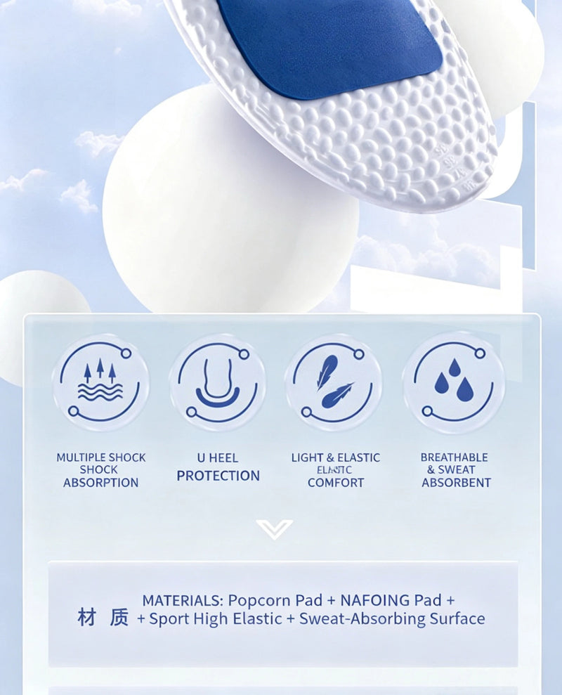 Men's Flower Shock Absorption Insole with Air Cushion for Comfortable Running, Sweat Absorption, and Soft Elasticity