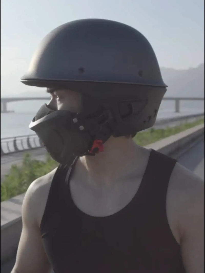 Malakas na lokomotiko buong helmet retro motorsiklo helmet rogue kumbinasyon kalahating helmet