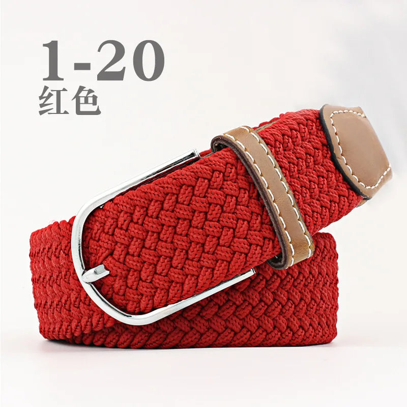 105cm Stretch Woven Belt, Unisex Canvas Belts Fashion Casual Student Belt Women Cinturon Male Waistband.