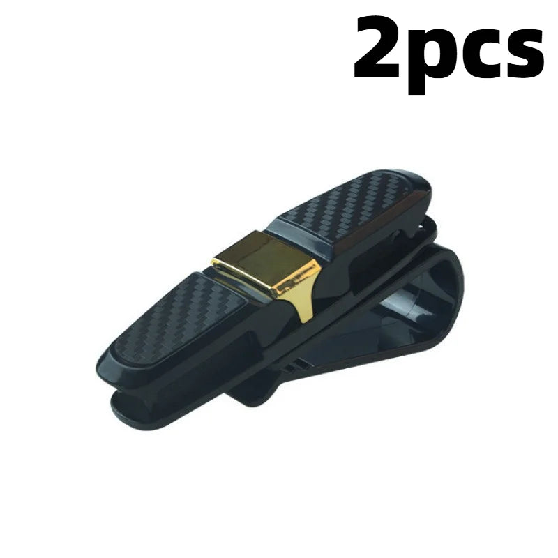 2pcs Car Visor Sunglass Holder Clip, Portable Eyeglasses Mount, ABS Material Auto Accessories Compatible with Various Models.