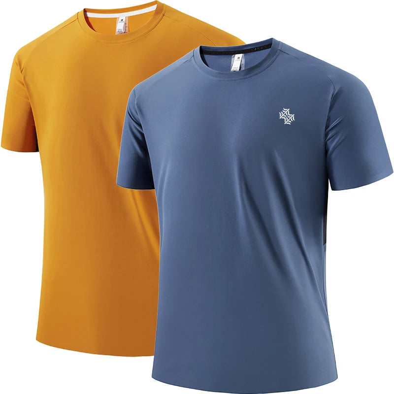 2pcs Quick Drying Men's Running T-shirt Fitness Sports T Shirt Gym Training Tees Breathable Jogging Casual Sportswear Unisex Top