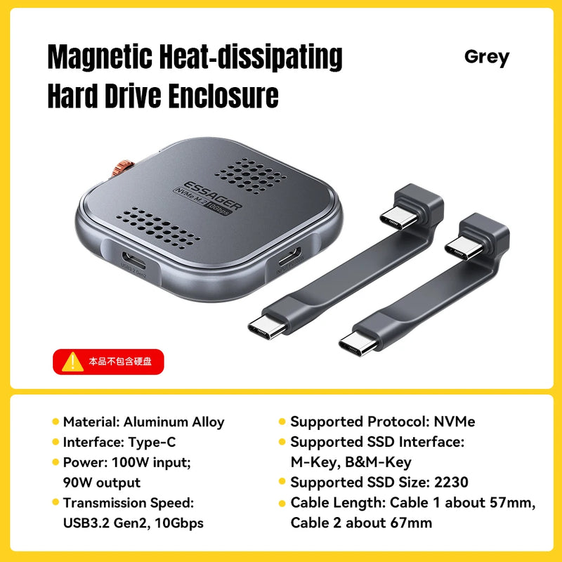 Essager Magnetic Hard Drive Enclosure Tpye C M.2 2230 NVME SSD Docking Station USB3.2 Gen2 10Gbps Speed for Phone Tablet Laptop