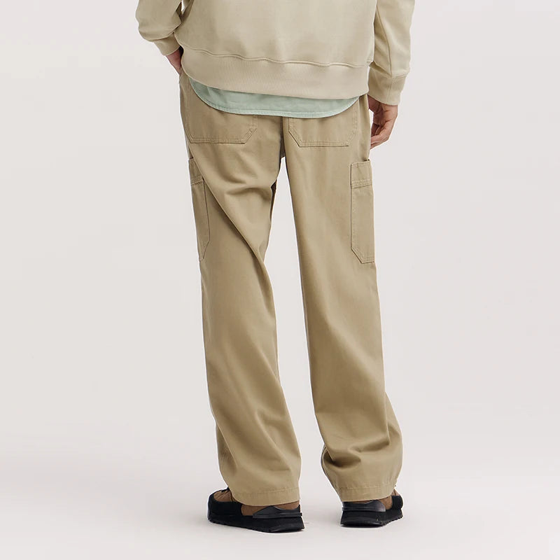 Semir Retro Pants Men 2026 Spring Loose Straight Leg Cargo Solid Color Casual Comfortable Daily Wear Long Trousers