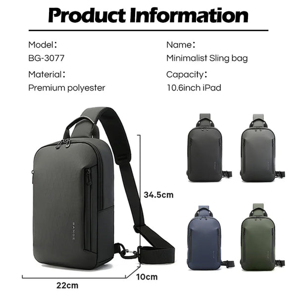 BANGE Business Lightweight Crossbody Bag for Men Portable Shoulder Messenger Bags Male Waterproof Travel Short Trip Chest Bag