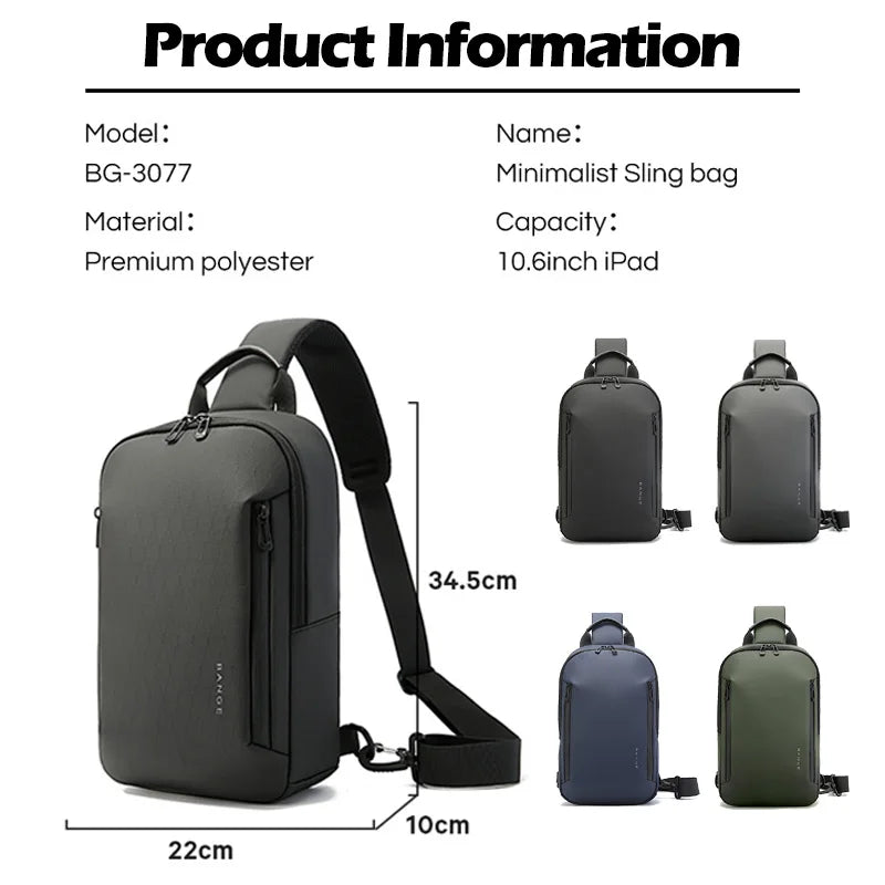 BANGE Business Lightweight Crossbody Bag for Men Portable Shoulder Messenger Bags Male Waterproof Travel Short Trip Chest Bag