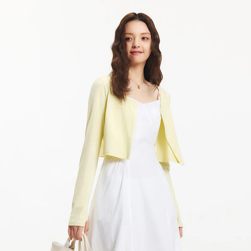 Semir Jacket Women Sun Protection Cropped Round Neck Shoulder Fit 2025 New Summer Cool Feeling Moisture Wicking Cardigan Outdoor