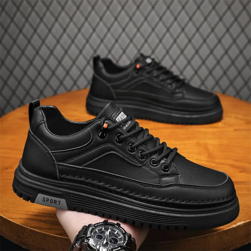 Students casual white shoes spring new soft-sole anti-slip comfort flat outdoor walking shoes men's thick-sole sports board shoe