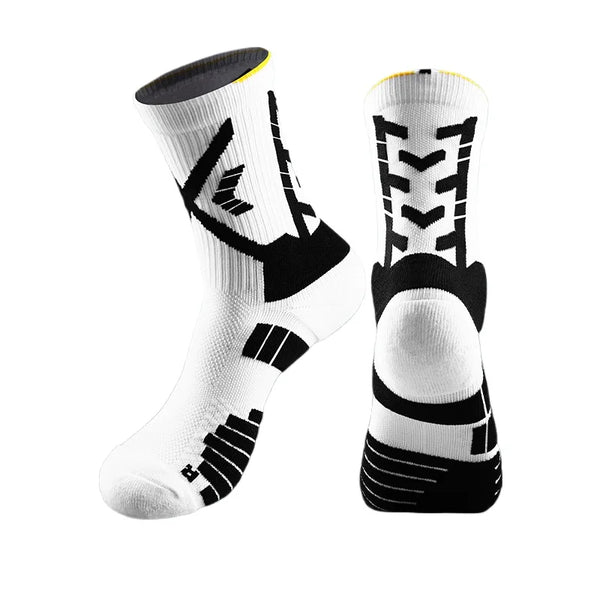 WRELS 1/2/3 Pairs Tennis Socks Crew Compression Athletic Socks Men Cushioned Arch Support Breathable Running Hiking Sports Socks