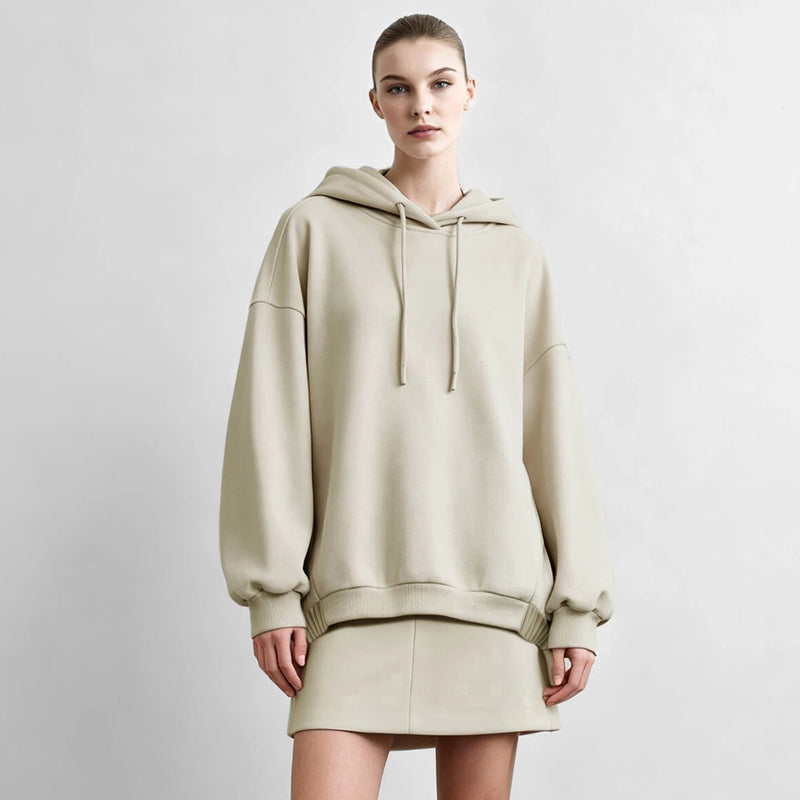 Amii Hooded Pullover Sweatshirt Drawstring Drop Shoulder Loose Fit Slimming Casual 2026 Winter Women's Clothes 12624037