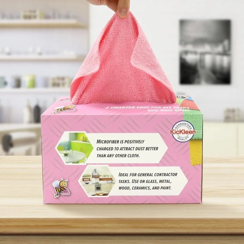 1Box/40pcs Microfiber Cleaning Cloth,Disposable Lint Free Towels, Bulk Rags in a Box for Home Kitchen and Car, 8 Inch X 8 Inch.
