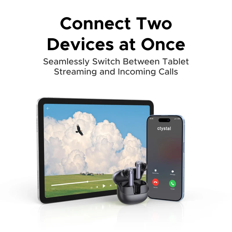 【2026 NEW】UGREEN EchoBuds Plus In-Ear Bluetooth Wireless Active Noise Cancelling Earphones 55dB Adaptive ANC, LDAC Headphones