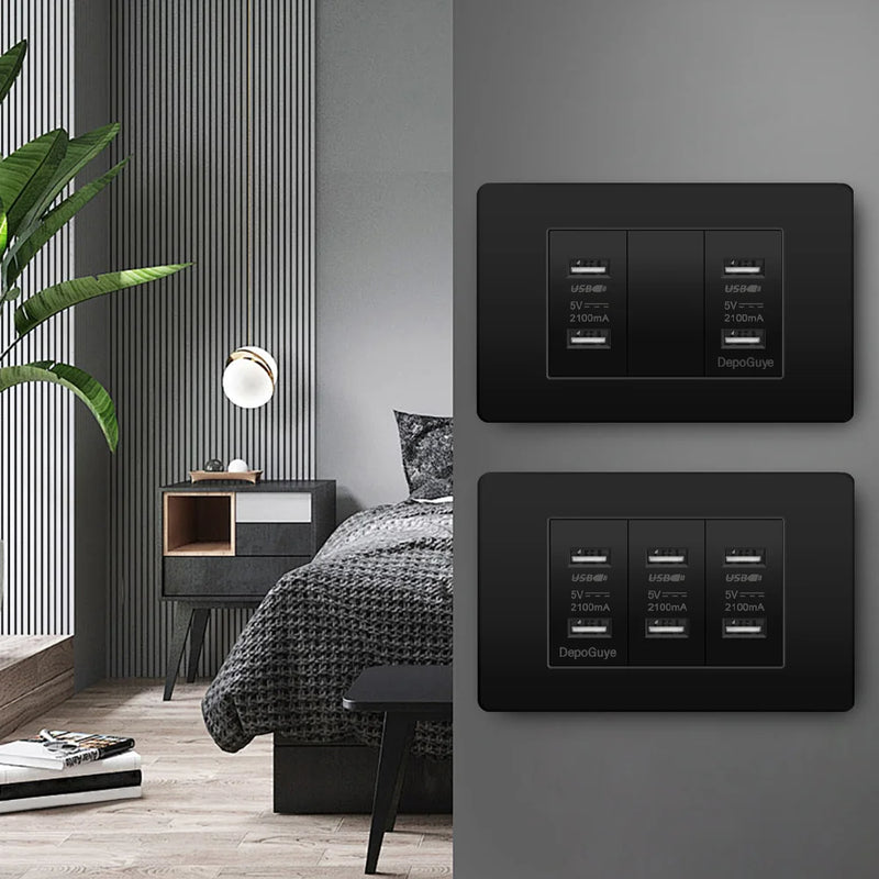 118 Type Brazil Korea Universal usb Wall socket,White PC Panel Charging port,US Italy Chile Double USB 2.1A 5V Power Plug Outlet