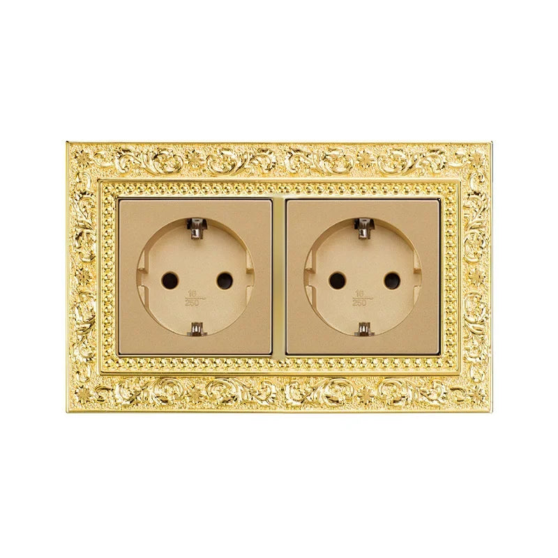 Luxury Vintage Push Button Switch 1/2/3/Gang 2Way,EU France Standard copper Wall socket,Universal light home switch power outlet
