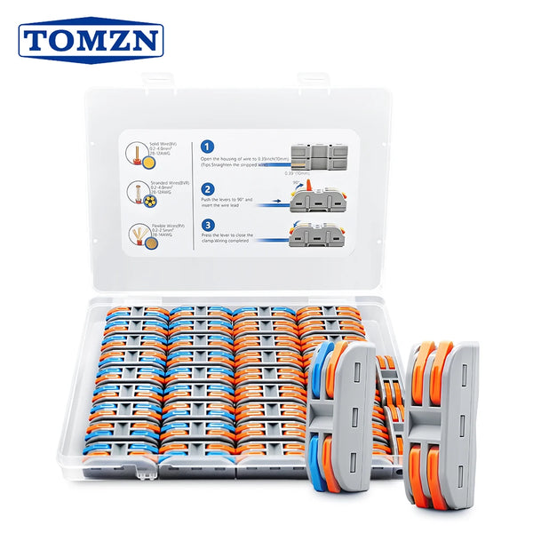 TOMZN YL222 Lever Wire Connectors 38PCS 2In 2Out Quick Splicing Terminal Blocks 32A 250V for 28-12AWG Universal Wire Joiner Kit