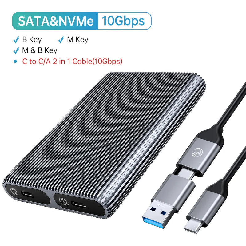ORICO Aluminum Alloy Dual Bay Dual NVMe M2 SSD Case Support M.2 NVMe SSD Disk For M Key B&M Key SSD Tool Free Enclosure