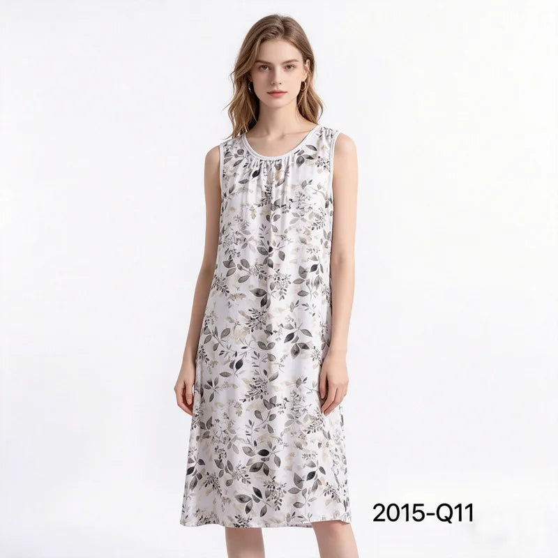 Women's Nightgown Night Dress Round-Neck Sleeveless Summer Nightgowns Woman Sleep Soft Lounge Dress for XL-6XL Pajamas Dress