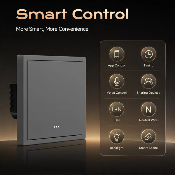 កុងតាក់ភ្លើង BSEED E Series 1/2/3/4Gang 2Way WIFI ប៊ូតុងចុចឆ្លាតវៃ ប្លាស្ទិក ជាមួយរន្ធដោតថាមពល EU Tuya Smart Life Control