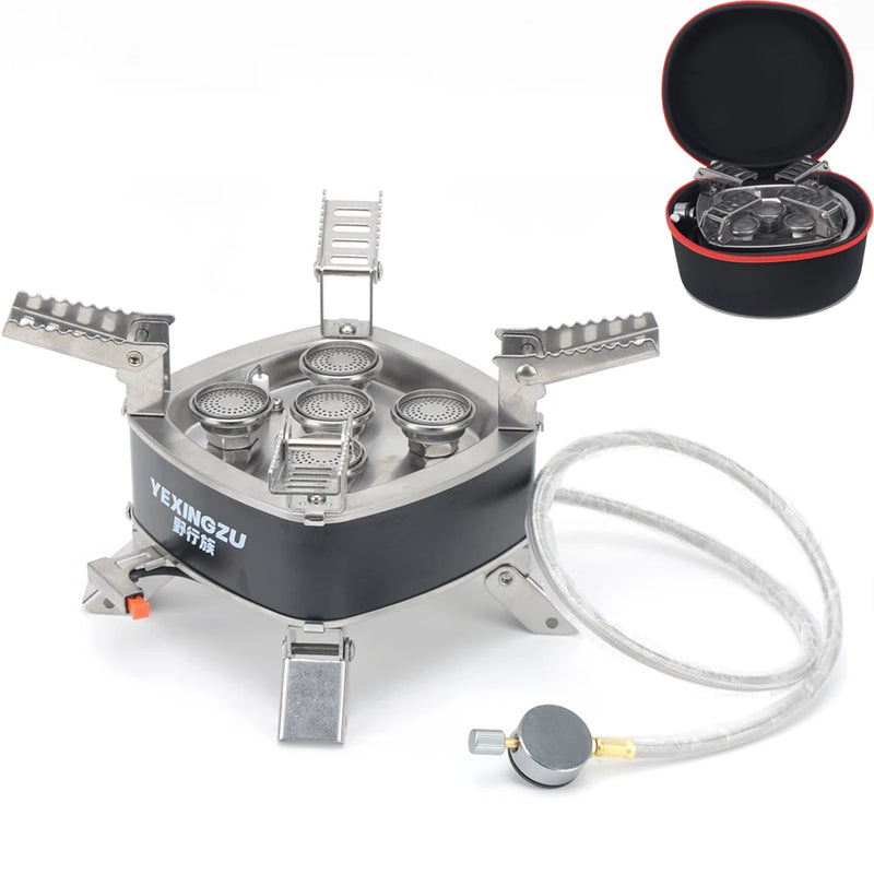 6800W 12800W 18000W Portable Outdoor Stove Camping Gas Stove Folding Head Burner Strong Fire Stove with Storage Bag For Hiking