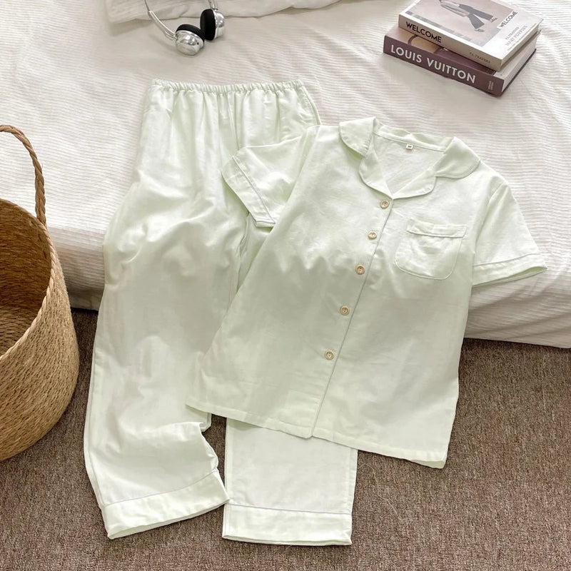 Thin Pajamas for Lady Two-Piece Women's Set Pure Cotton Short Sleeve Pijama Pajamas Woman Night Clothes Summer Clothes Sleepwear