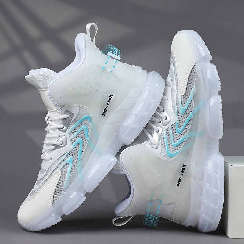Mens Sports Shoes High Top Breathe Mesh Cosy Casual Shoes Large Size Outdoor Anti Slip Trend Training Running Shoes Men