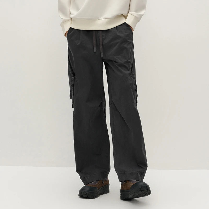 Semir Men Pants Washed Cotton Loose Curved Utility Cargo 2026 Autumn Comfortable Workwear Style Street Casual Daily Wear