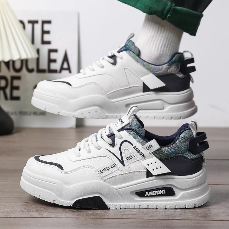 Men's fashion Korean casual shoes four seasons soft sole non-slip breathable outdoor walking shoes Thick sole sports board shoes