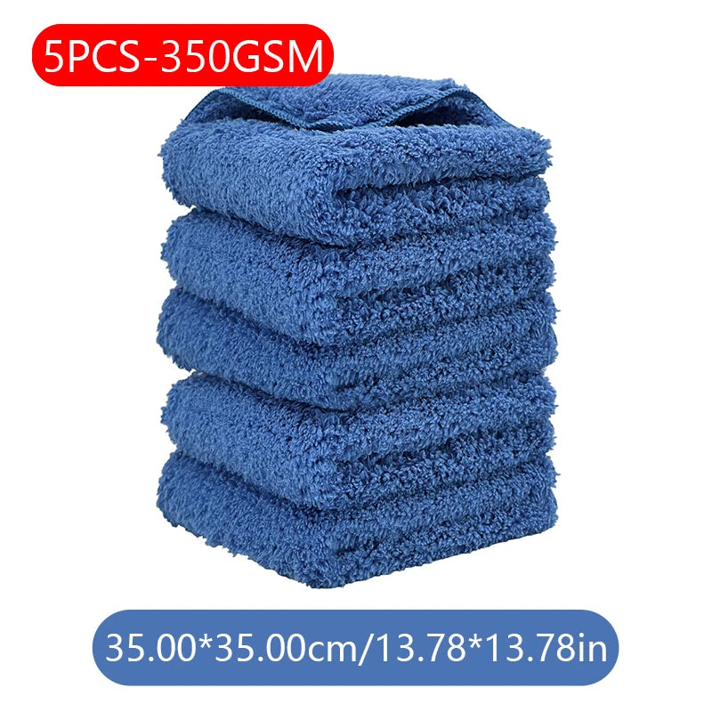 SEAMETAL 1/5PCS Edgeless Microfiber Auto Cleaning Towels Multifunctional Car Wash Towel Fast Dry Cloth Clean Rags 23x27/35x35cm
