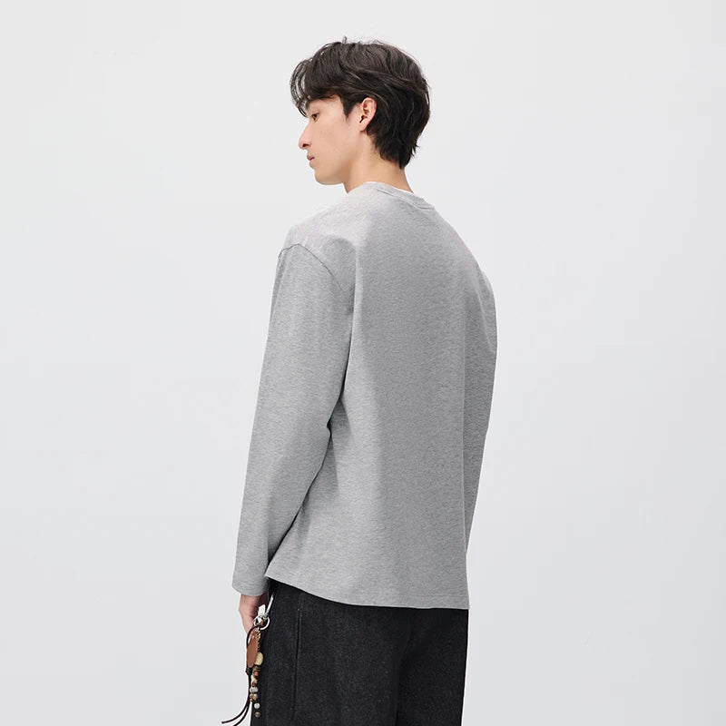 Semir Men Knit Tshirt Cotton Layered Look Crew Neck 2026 New Winter Daily Wear Urban Casual Style Cold Weather Layering