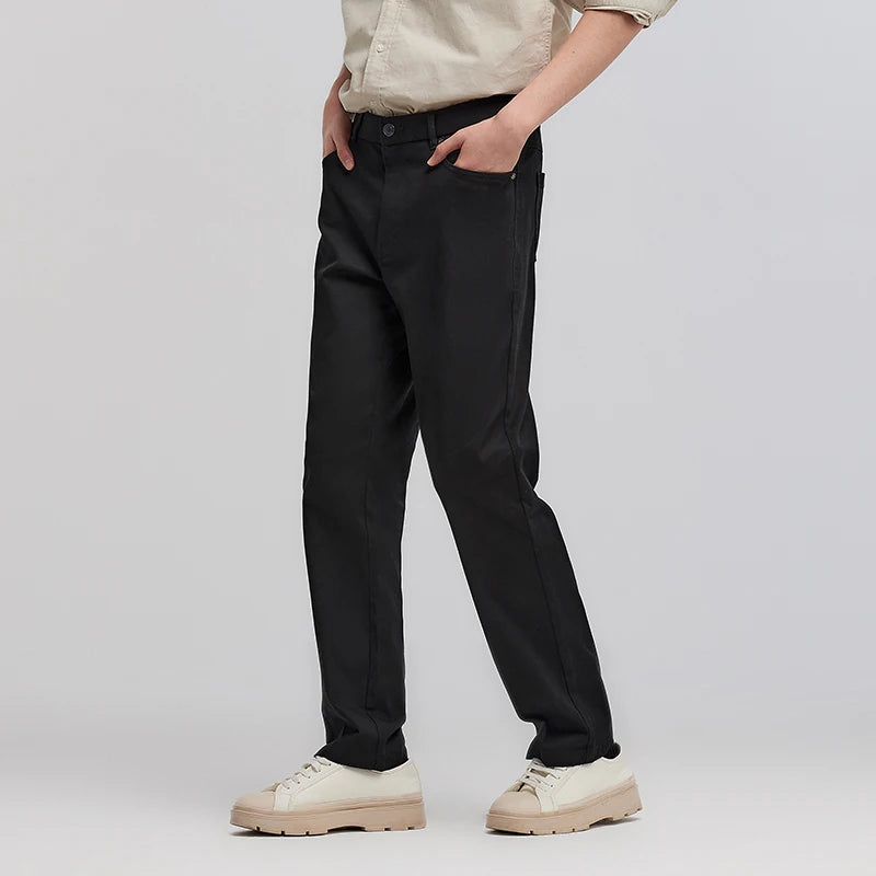 Semir Comfort Pants Men Spring Solid Color Versatile Straight Leg Minimalist Fashion Back Elastic Waist Long Trousers