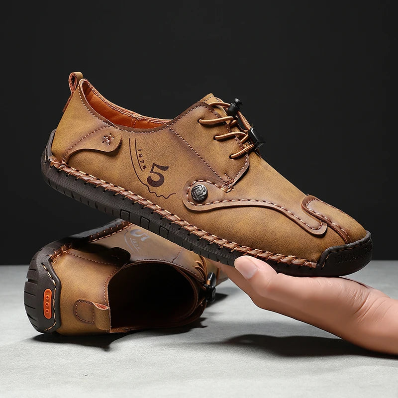 Mens Walking Shoes Large Size 38-48 High-quality Handmade Casual Leather Mens Outdoor Breathe Walking Fashion Flat Sneakers